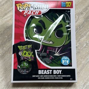 NWT Pop! & Mini pack Teen Titans Go! Beast Boy T-shirt and figurine